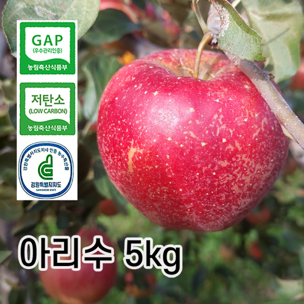 GAP, 저탄소, 강원특별자치도 농수특산물 인증 해발 620m 흘리 마을에서 재배한 건강하고 맛있는 사과